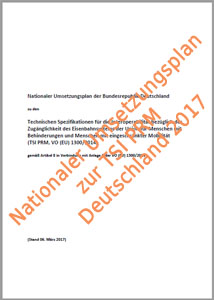 Bild der stark verkleinerten Seite des Nationalen Umsetzungsplans zur TSI PRM (23 Seiten, 2017)